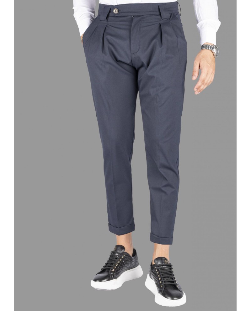 BLACK STRETCH PANTS WITH REVERSE AT THE FINISH