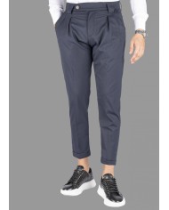 BLACK STRETCH PANTS WITH REVERSE AT THE FINISH