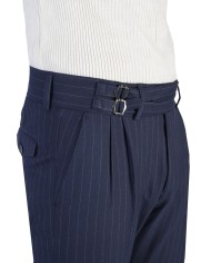 BLUE STRIPED PANTS WITH BELT ACCESSORIES